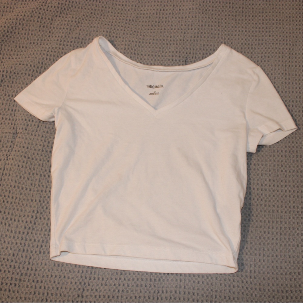 Wild Fable White v-neck crop top
